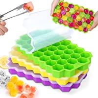 MOSOTECH Cubiteras para Hielo Silicona- 3pcs Bandejas para Hielo con Tapa sin BPA- Moldes de Cubitos para Congelarse…
